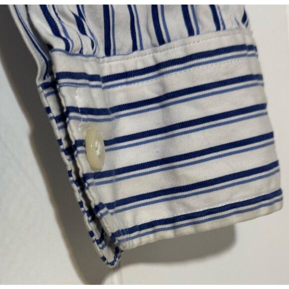 Ralph Lauren Mens Custom Fit Button Down Blue White Striped Shirt Size Medium - Picture 6 of 9